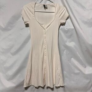 Divided Ivory Button-Front Mini Dress XS